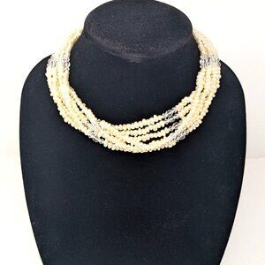 VTG KJL Kenneth Lane Baroque Pearl & acrylic bead Choker Statement Necklace Faux
